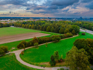 landscape with trees and clouds river