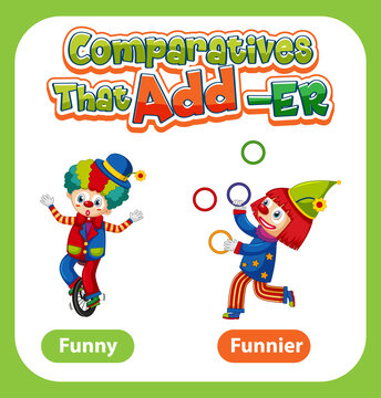 Comparative adjectives for word funny