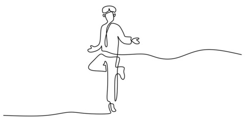 Continuous one single line of dancer man from india isolated on white background.