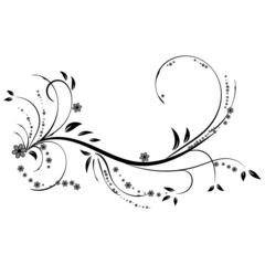 Beautiful black pattern with monograms and flowers