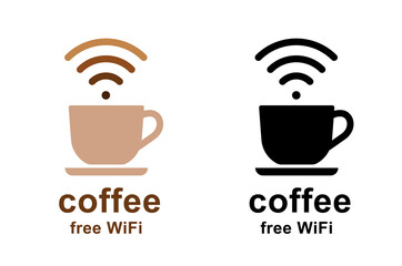 コーヒーカップとWiFiのマーク