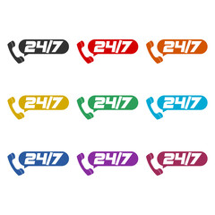 Call center service icon isolated on white background, color set