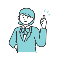 制服を着た女の子が笑っているイラスト素材