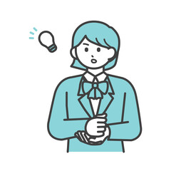 制服を着た女の子がひらめいているイラスト素材
