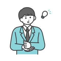 制服を着た男の子がひらめいているイラスト素材