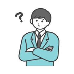 制服を着た男の子が悩んでいるイラスト素材