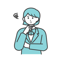 制服を着た女の子が悩んでいるイラスト素材