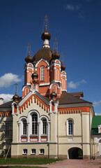 Fototapeta na wymiar Holy Cross church at Tikhvin Assumption Monastery in Tikhvin. Leningrad oblast. Russia