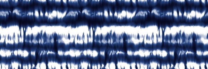 Seamless indigo tie dye 1970s funky hippie repeat pattern swatch motif for surface design and print. High quality illustration. Vibrant navy blue apparel material print. Psychedelic textile design.