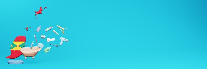 3d rendering of using bathroom equipment in Grenada for data display social media and website cover