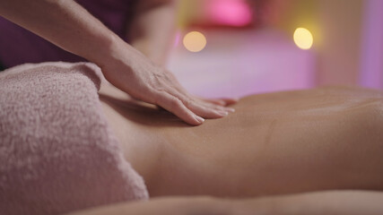 Obraz na płótnie Canvas Back massage therapy wellness relaxation in salon