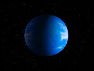 Earth's twin from a distant galaxy. Beautiful planet with ocean. The search for extraterrestrial intelligence 3d illustration. 