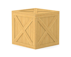 closed wooden cargo boxes on white background. Isolated 3D illustration