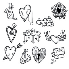 vector design and decoration of textiles, covers and packaging. spring motives. Lovers. Hearts for Valentine's Day.