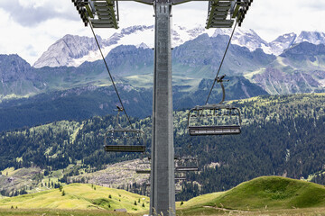 Out of service in summer ski lift in the Italian Alps