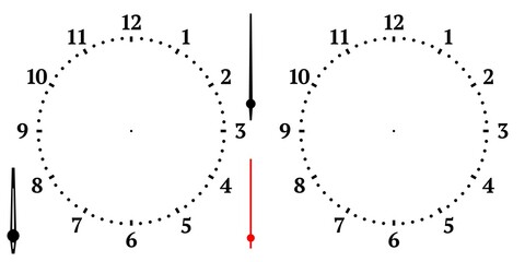 Double dial for a chess clock with arrows