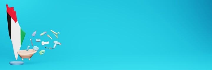 3d rendering of using bathroom equipment in Palestine for data display social media and website cover