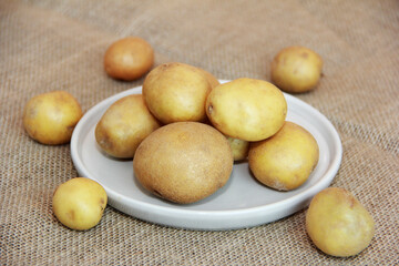 round fresh natural yellow potato