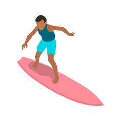 Riding Pink Surfboard Composition
