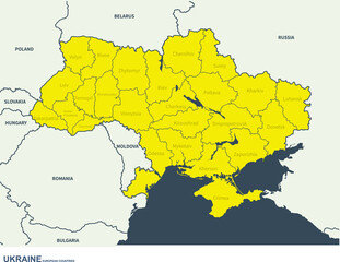 Naklejka premium Ukraine. Ukraine map. european countries vector map. 