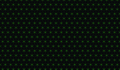 Black hexagon abstract background green light