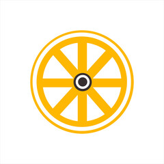 Obraz premium Wooden cartoon wagon wheel logo