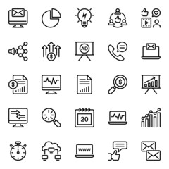 Outline icons for digital marketing.