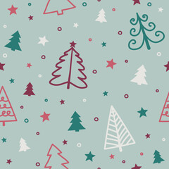 Design of pattern with Xmas trees. Christmas concept. Vector