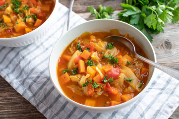Vegetable soup with cabbage