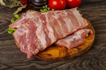 Raw pork ribs for cooking