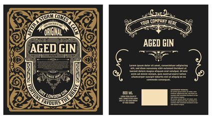 Whiskey label with old frames