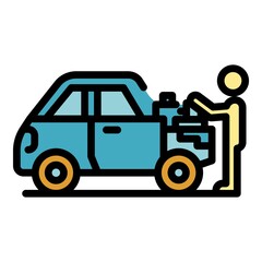 Car mechanic icon. Outline car mechanic vector icon color flat isolated