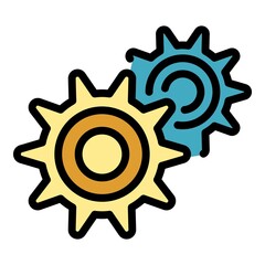 Gear car icon. Outline gear car vector icon color flat isolated