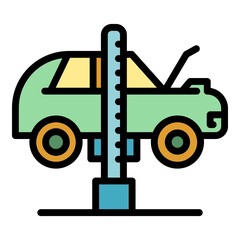 Repair fix caricon. Outline repair fix carvector icon color flat isolated