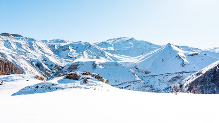 Mountain peaks covered with snow