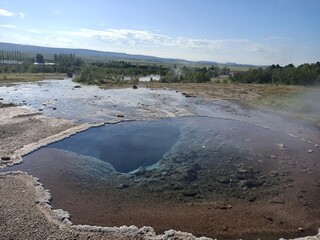geyser in iceland with water