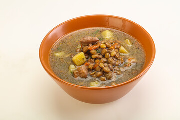 Lentil soup with chicken and vegetables