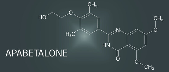 Apabetalone atherosclerosis drug molecule. BET inhibitor. Skeletal formula.