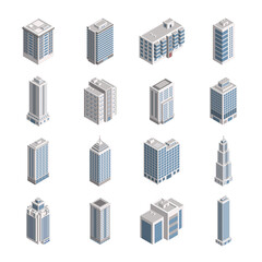 Isometric City Building Set.
