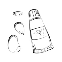 Line art makeup black tube on white background. fashion illustration