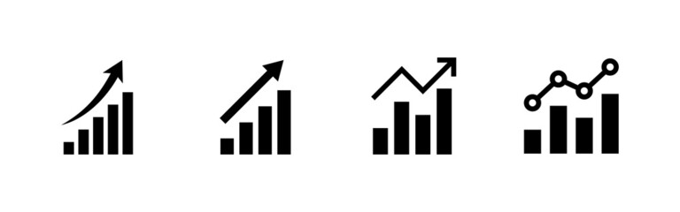 Growing graph Icons set. Chart sign and symbol. diagram icon