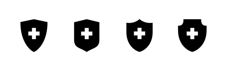 Health insurance icons set. Insurance health document sign and symbol