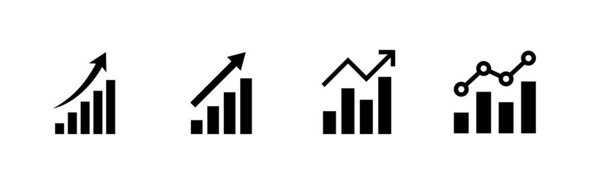 Growing graph Icons set. Chart sign and symbol. diagram icon