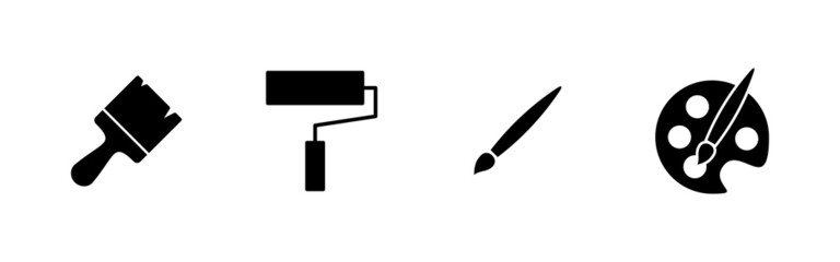 Paint icons set. paint brush sign and symbol. paint roller icon vector