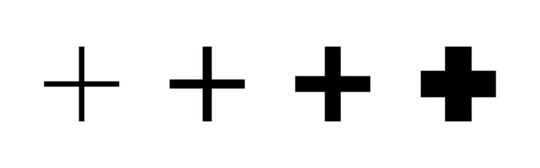 Plus Icons set. Add plus sign and symbol