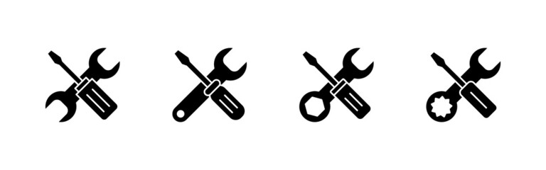 Repair tools icons set. tool sign and symbol. setting icon. Wrench and screwdriver. Service