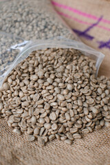Green beans or post-harvest coffee raw beans