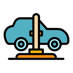 Car lift service icon. Outline car lift service vector icon color flat isolated