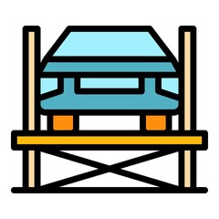 Car repair service icon. Outline car repair service vector icon color flat isolated