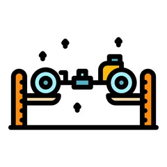 Car lift mechanism icon. Outline car lift mechanism vector icon color flat isolated